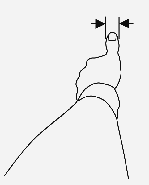 Skizze eines ausgestreckten Armes mit hochgerecktem Daumen.