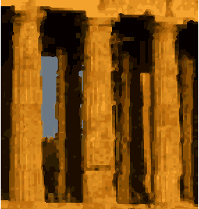 Foto einer Tempelruine mit Säulen.