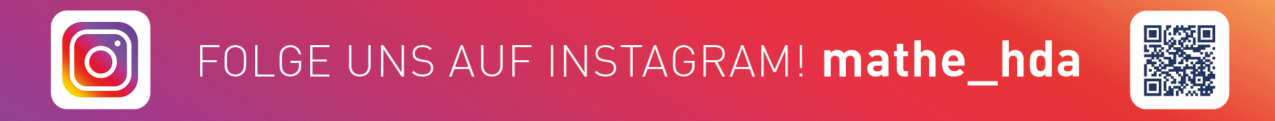 Logo von Instagram mit dem Hinweis, dass unter mathe_hda dem Studiengang Angewandte Mathematik bei Instagram gefolgt werden kann. 