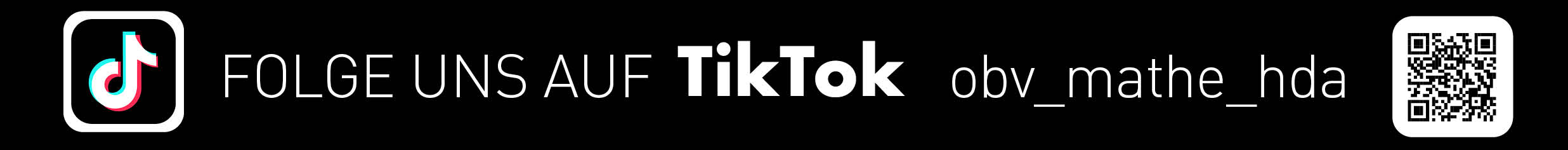 Logo von TikTok mit dem Hinweis, dass unter obv_mathe_hda den Studiengängen OBV und Angewandte Mathematik bei TikTok gefolgt werden kann. 