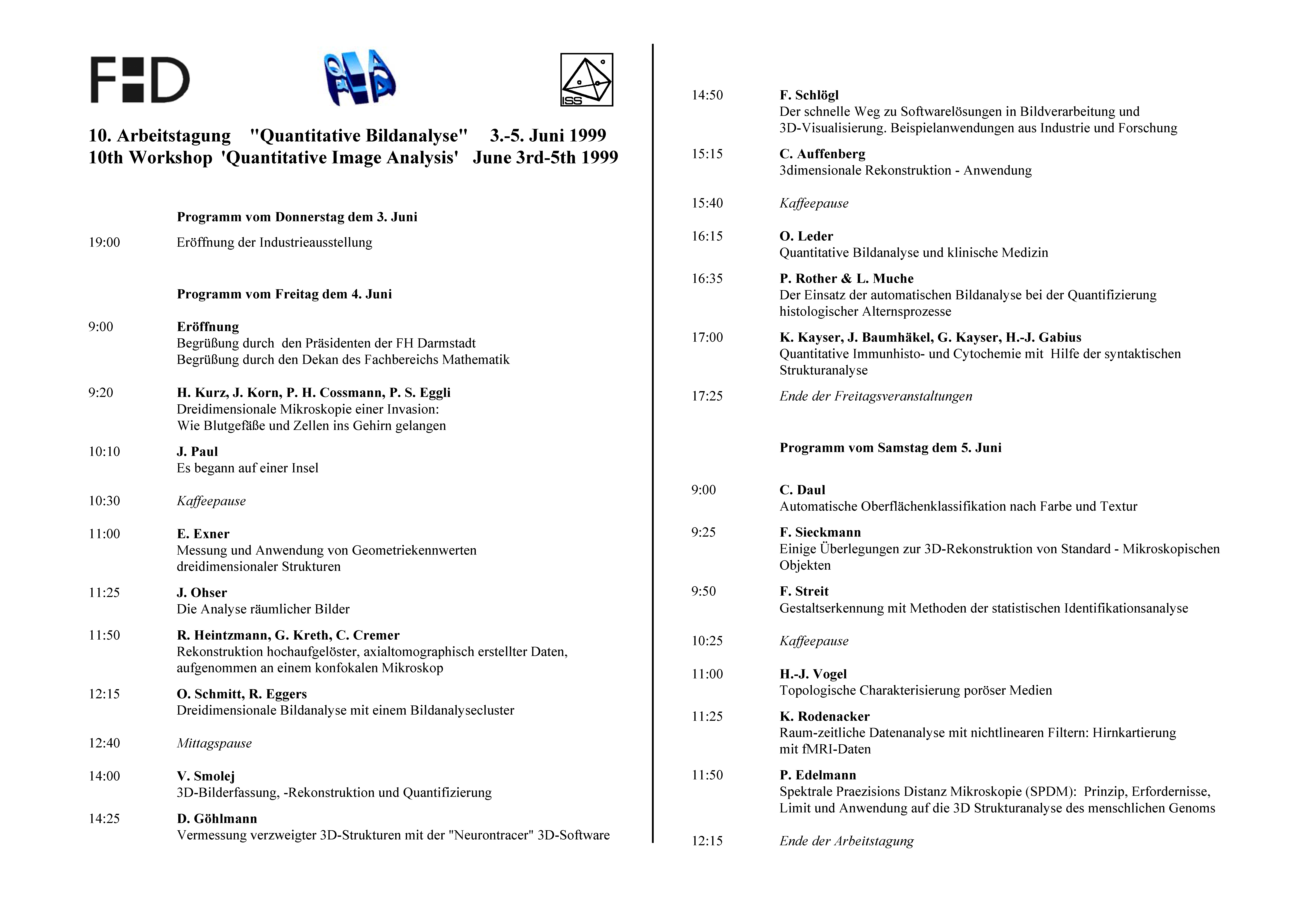 Programm der Tagung 1999