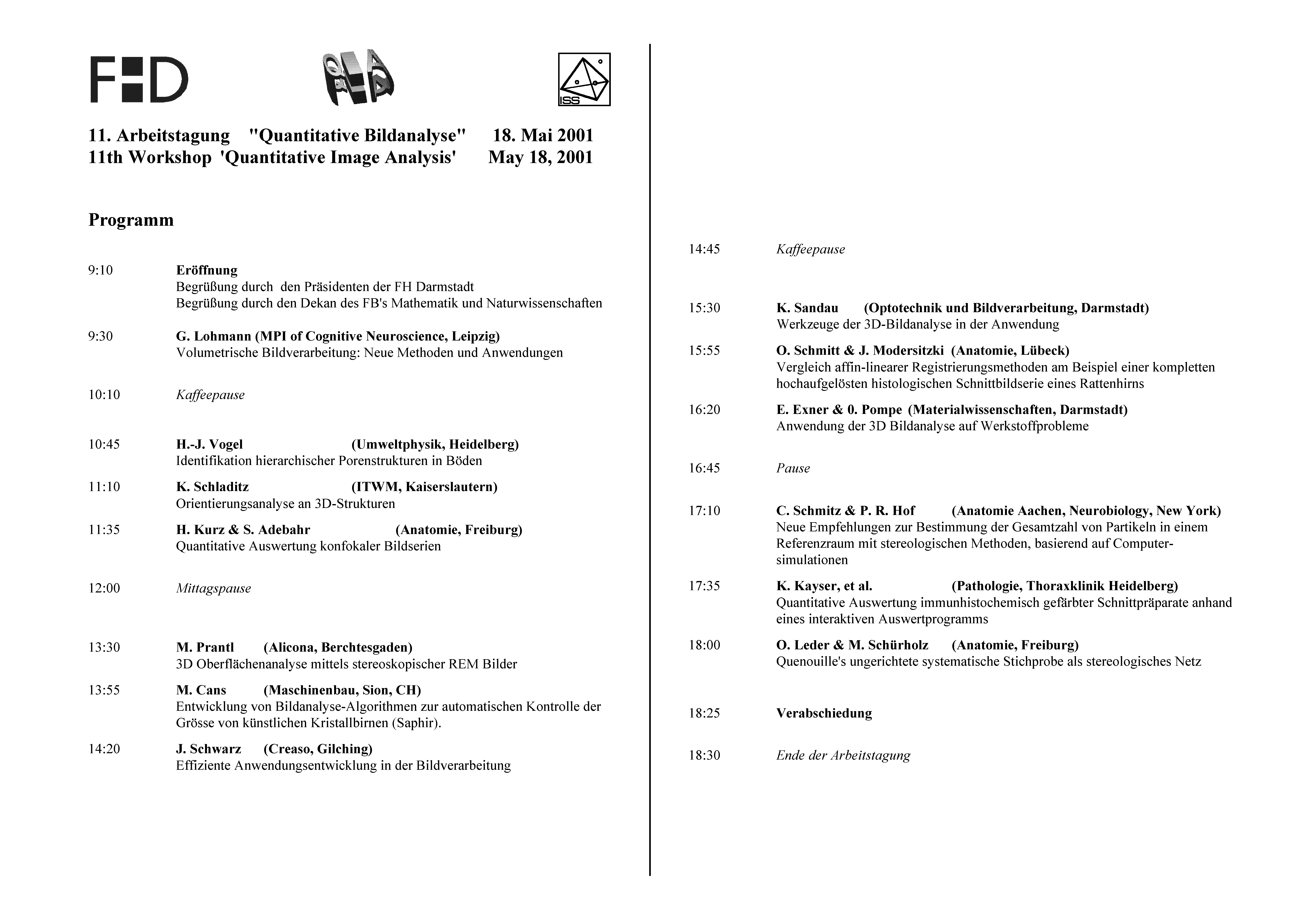 Programm der Tagung 2001