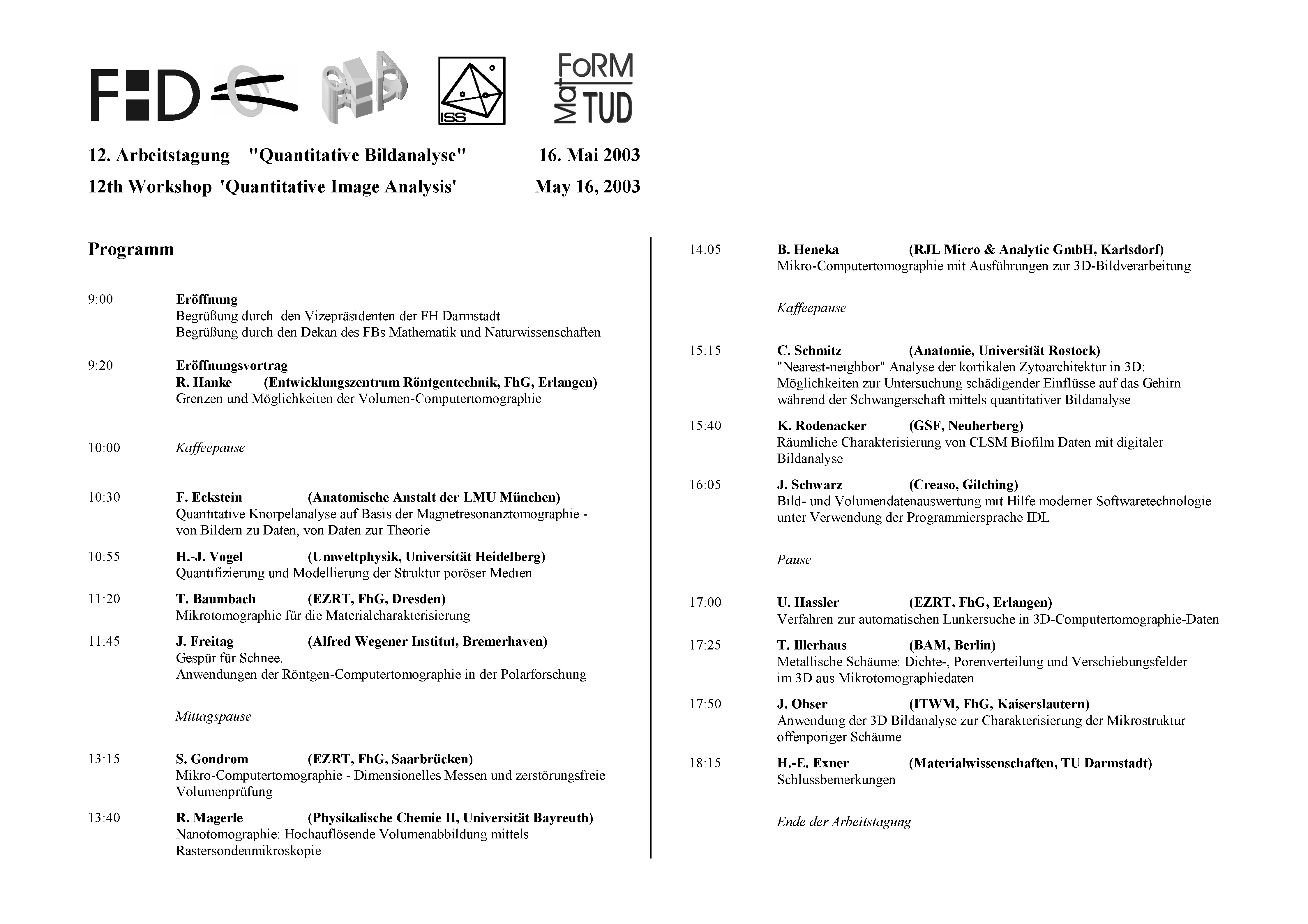 Programm der Tagung 2003