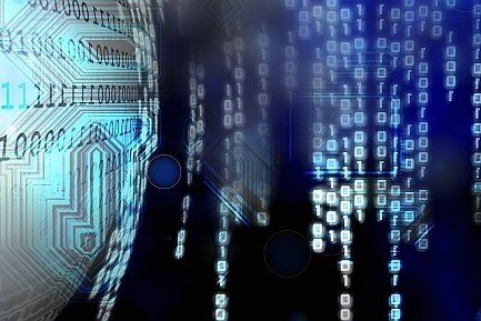 Symbolbild für Data Science, bestehend aus Kolonnen von Nullen und Einsen.